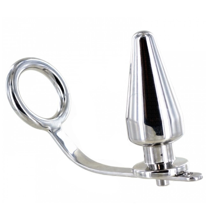 METAL HARD - ANEL DE AO COM PLUG ANAL 80 X 55 MM - VIBRA24 SEXSHOP