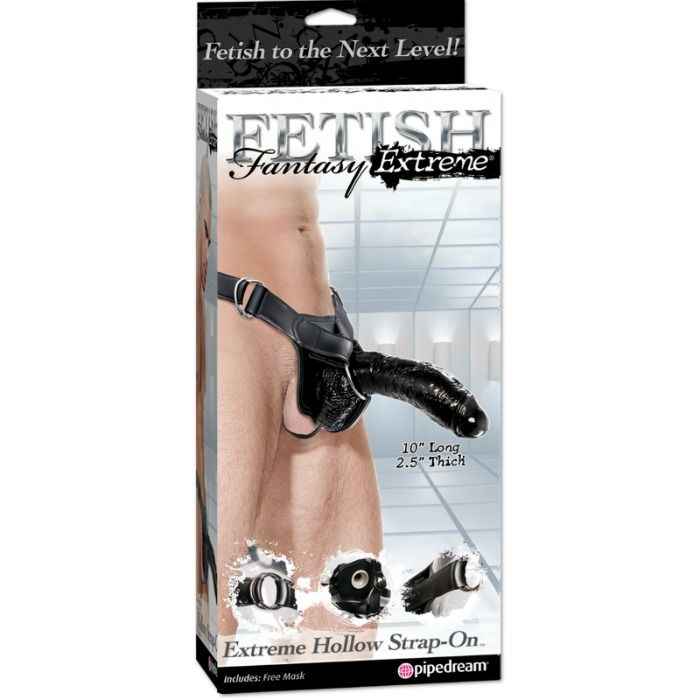 FETISH FANTASY EXTREME - HOLLOW STRAP-ON BLACK - VIBRA24 SEXSHOP