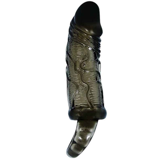 BAILE - CAPA EXTENSORA DE PÊNIS COM ALA PARA TESTÍCULOS PRETA 13.5 CM - VIBRA24 SEXSHOP