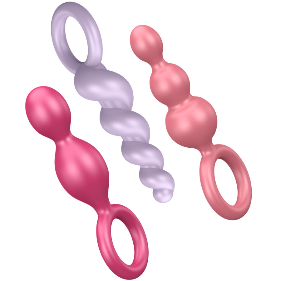 SATISFYER - CONJUNTO DE PLUGS ANAIS 3 PCS TRICOLOR - VIBRA24 SEXSHOP