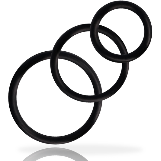 ADDICTED TOYS - CONJUNTO DE ANÉIS DE PARA PÉNIS PRETO - VIBRA24 SEXSHOP