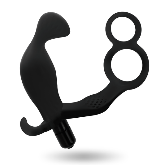 ADDICTED TOYS - PLUG ANAL COM ANEL DE PÊNIS DUPLO E TESTÍCULOS PRETO - VIBRA24 SEXSHOP