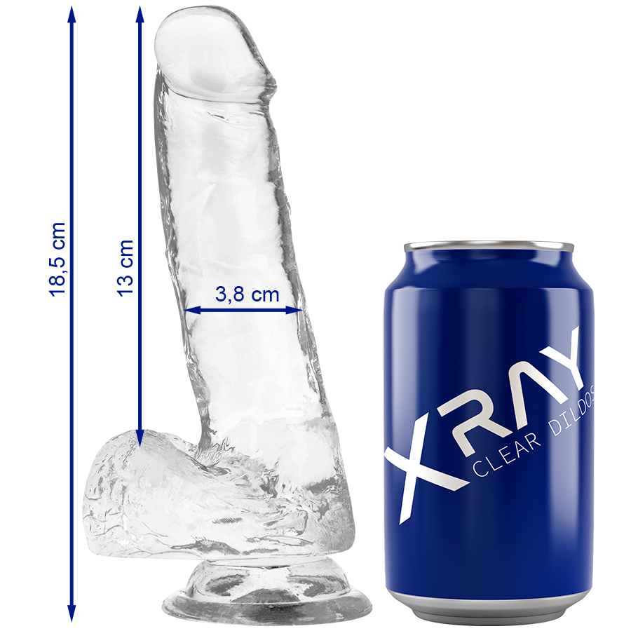 X RAY - DILDO TRANSPARENTE COM BOLAS 18.5 CM -O- 3.8 CM - VIBRA24 SEXSHOP