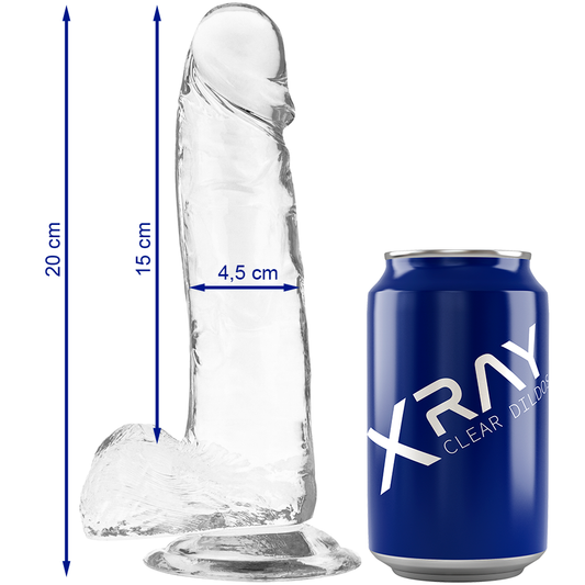 X RAY - DILDO TRANSPARENTE COM BOLAS 20 CM -O- 4.5 CM - VIBRA24 SEXSHOP