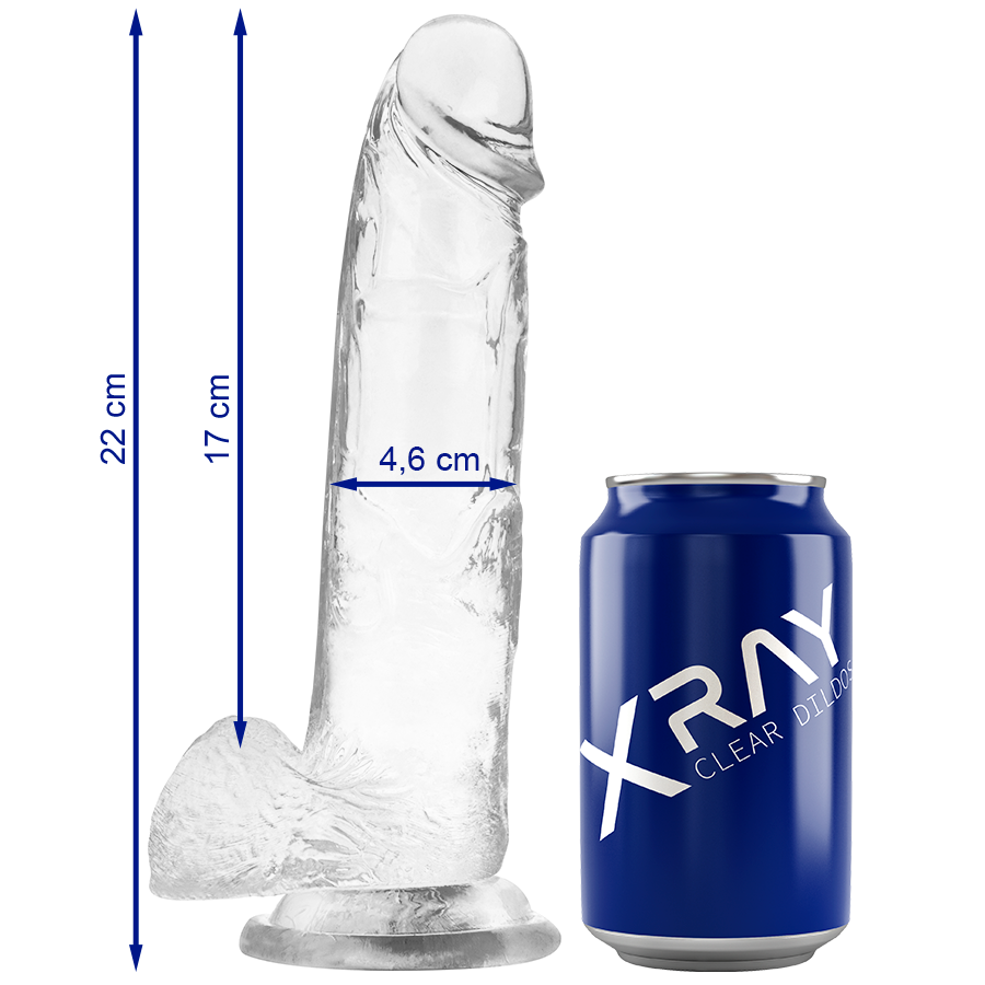 X RAY - DILDO TRANSPARENTE COM BOLAS 22 CM -O- 4.6 CM - VIBRA24 SEXSHOP