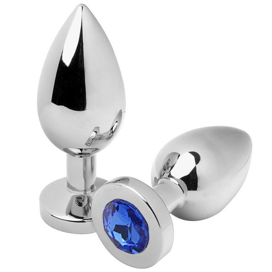 METAL HARD - PLUG ANAL DIAMANTE AZUL PEQUENO 5,71CM - VIBRA24 SEXSHOP