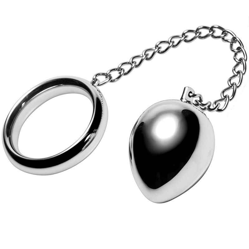 METAL HARD - ANEL DE GALO 45MM + CORRENTE COM BOLA DE METAL - VIBRA24 SEXSHOP