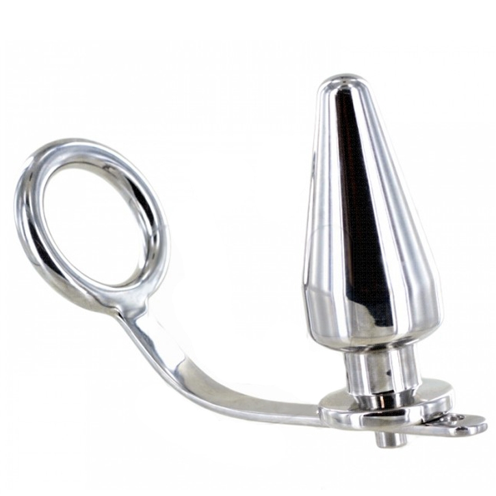 METAL HARD - ANEL DE AO COM PLUG ANAL 45 X 50MM - VIBRA24 SEXSHOP