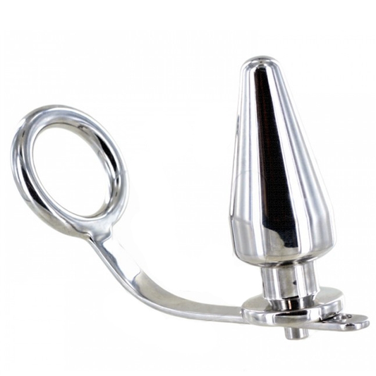 METAL HARD - ANEL DE AO COM PLUG ANAL 45 X 45MM - VIBRA24 SEXSHOP