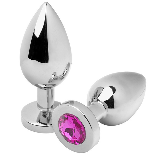 METAL HARD - PLUG ANAL DIAMANTE ROSA MÉDIO 7,62CM - VIBRA24 SEXSHOP