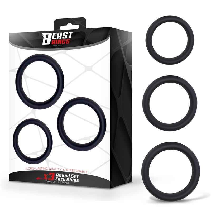 Set of 3 Penis Rings Silicone S, M and L