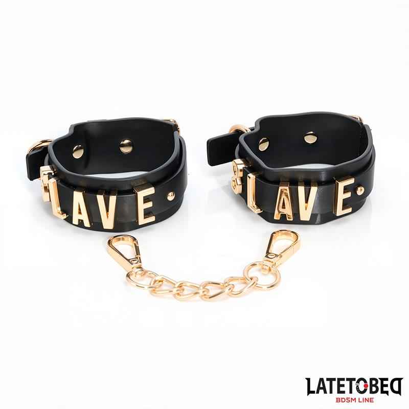 SLAVE Handcuff with Golden Chain